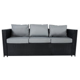 8-Zitplekken Rotan Loungeset met Vuurtafel - Zwart