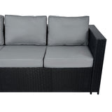 11-Zitplekken Rotan Loungeset met Vuurtafel - Zwart