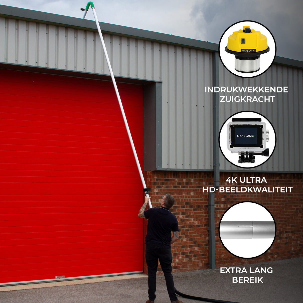 30L Nat- en Droog Stofzuiger met Dakgootstofzuigerstangen & Camera