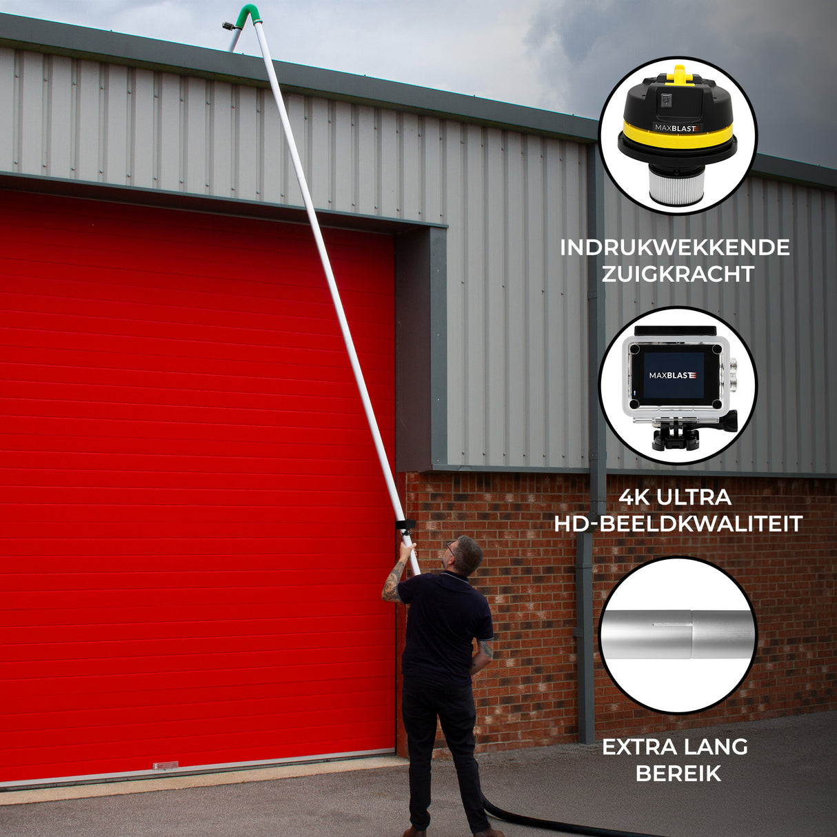 50L Nat- en Droog Stofzuiger met Dakgootstofzuigerstangen & Camera