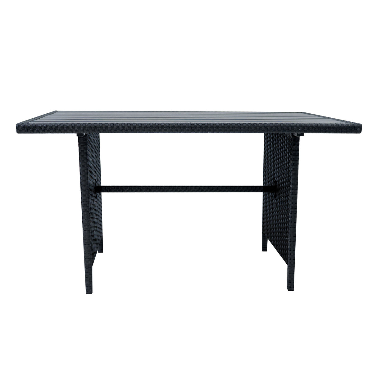 Rotan Hoek Loungeset met Polywood Eettafel - Zwart