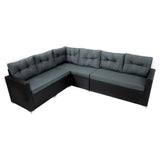 Rotan Hoek Loungeset met Polywood Eettafel - Zwart