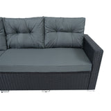 Rotan Hoek Loungeset met Polywood Eettafel - Zwart