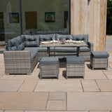 Rotan Hoek Loungeset met Polywood Eettafel - Grijs