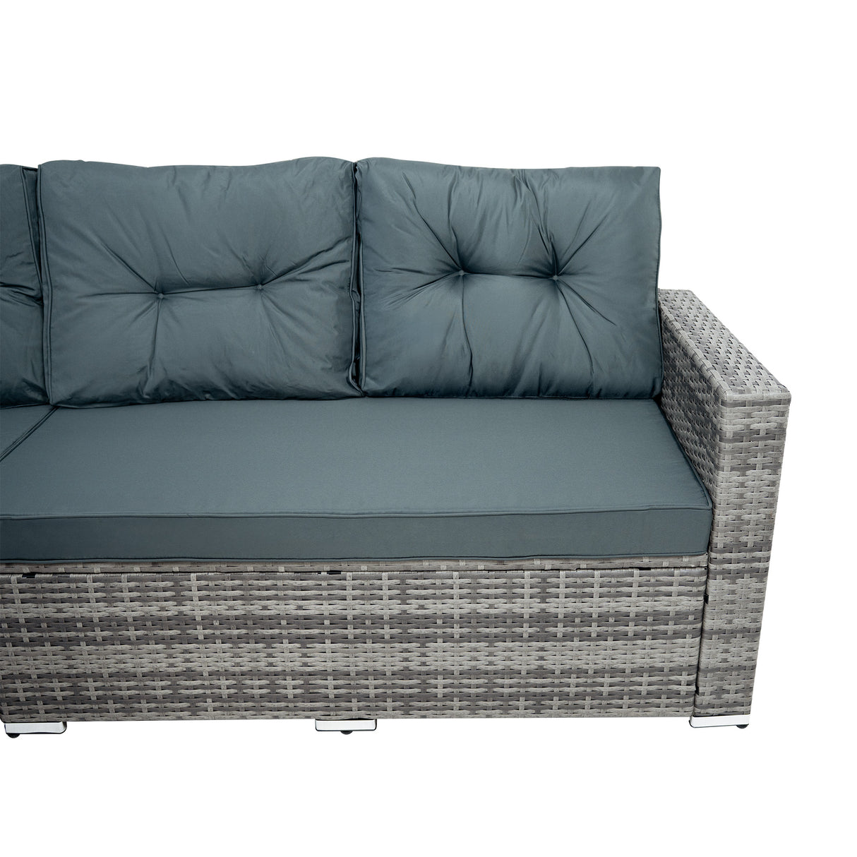 Rotan Hoek Loungeset met Polywood Eettafel - Grijs