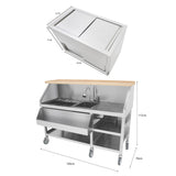 Mobiele cocktail bar station & opslagbak voor ijsblokjes - 800 m
