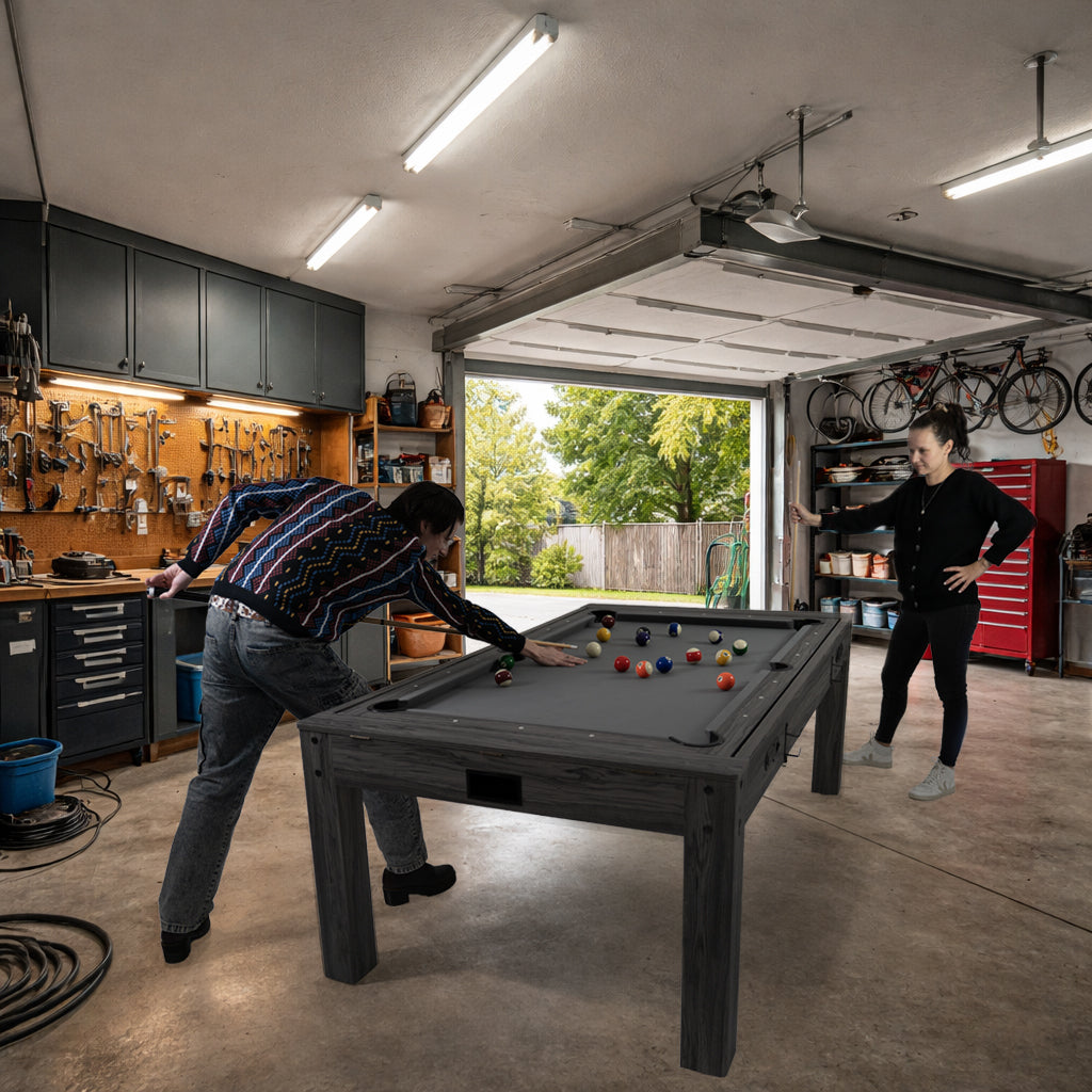 7-in-1 Multispeltafel, Darts Set & LED-Ringlicht - Grijs