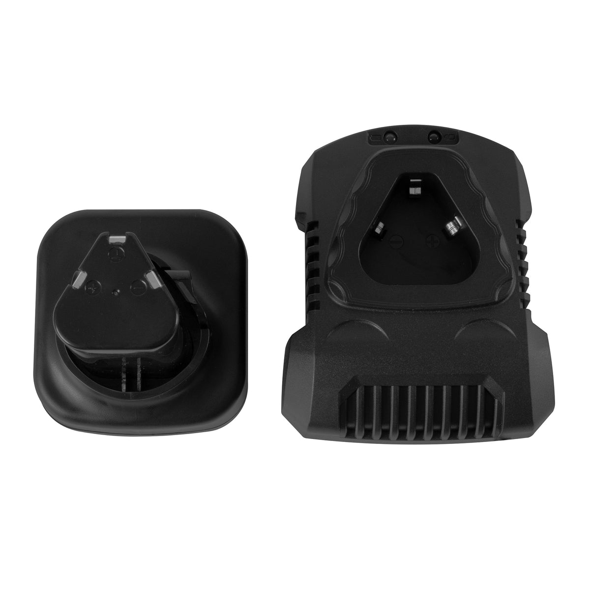 Zwarte draadloze tondeuse met oplaadstation, ontworpen voor het trimmen van paarden, met een stevige, ergonomische grip en ventilatieopeningen