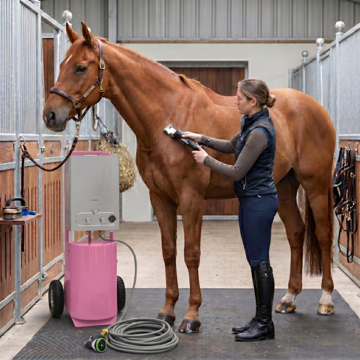 Paardendouche & Draadloze Tondeuse - Roze