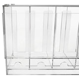 Transparante acryl organizer met vier compartimenten en ronde uitsparingen voor eenvoudige toegang tot inhoud en een moderne uitstraling
