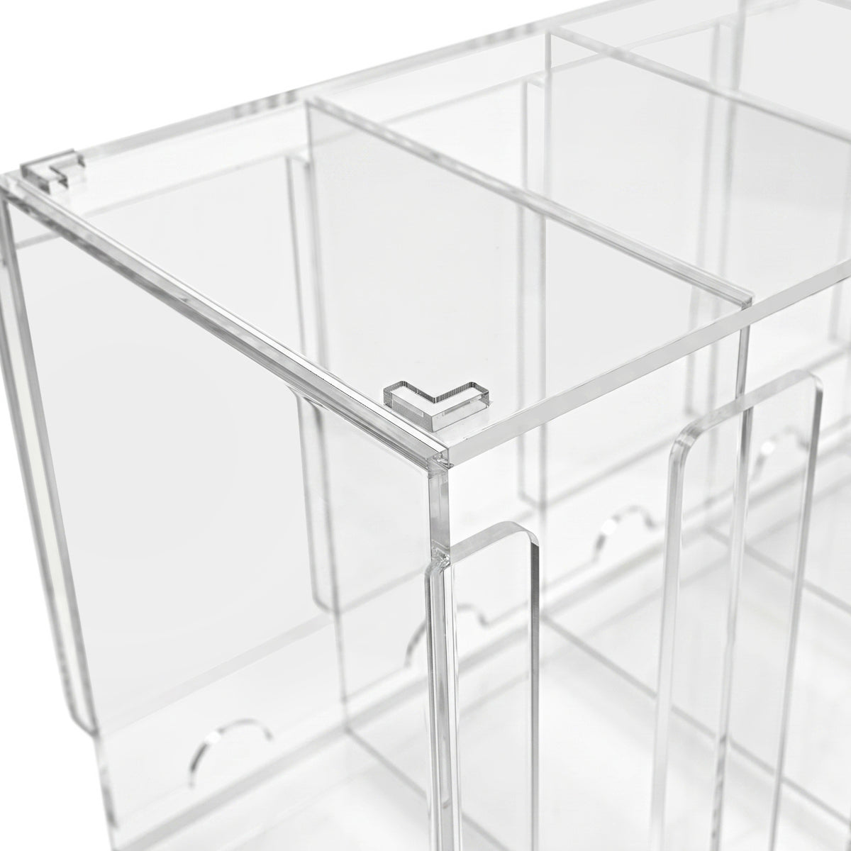 Transparante acryl organizer met meerdere compartimenten, ideaal voor het ordenen van accessoires en kantoorbenodigdheden