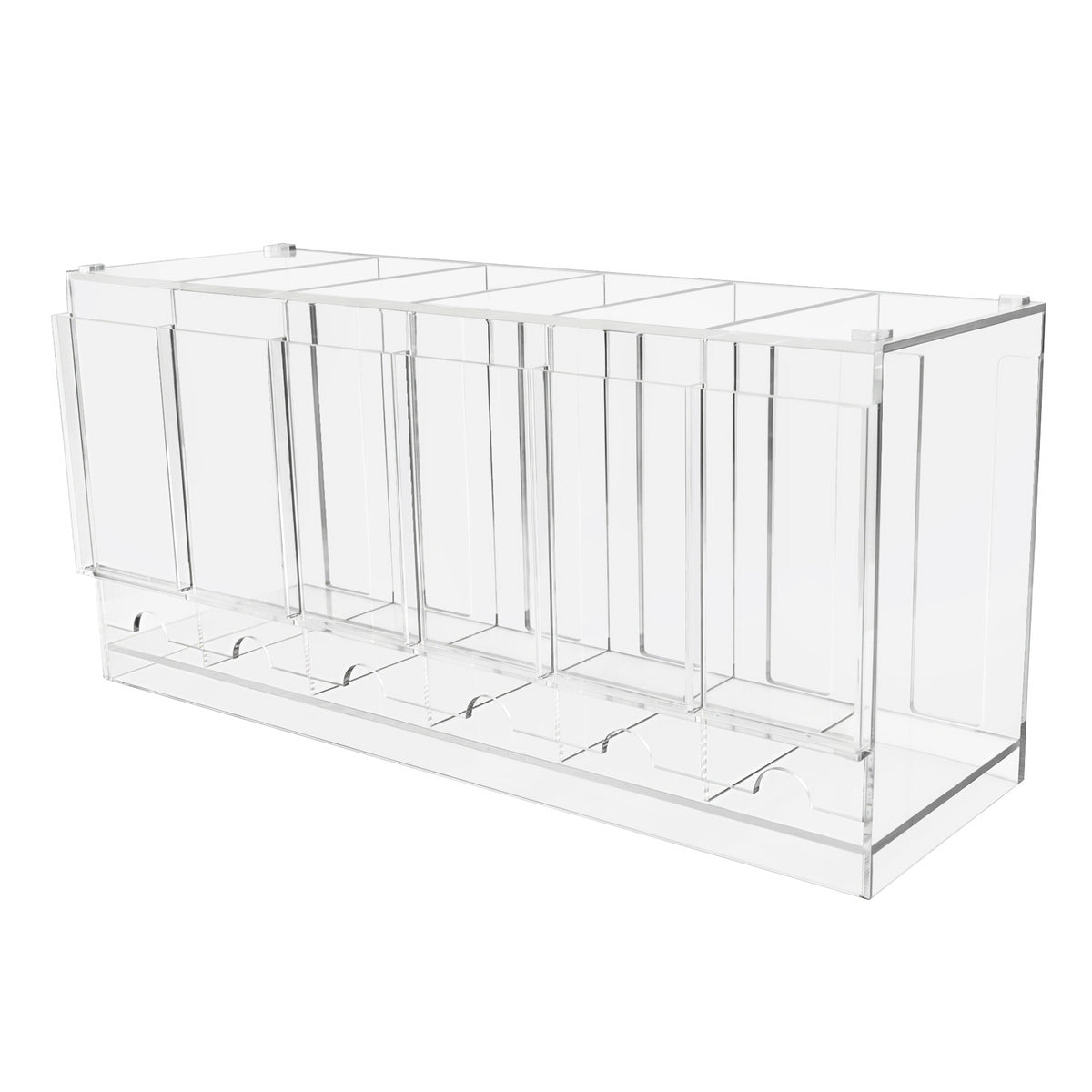 Transparante acryl organizer met zeven compartimenten, ideaal voor het opbergen van kleine voorwerpen en accessoires