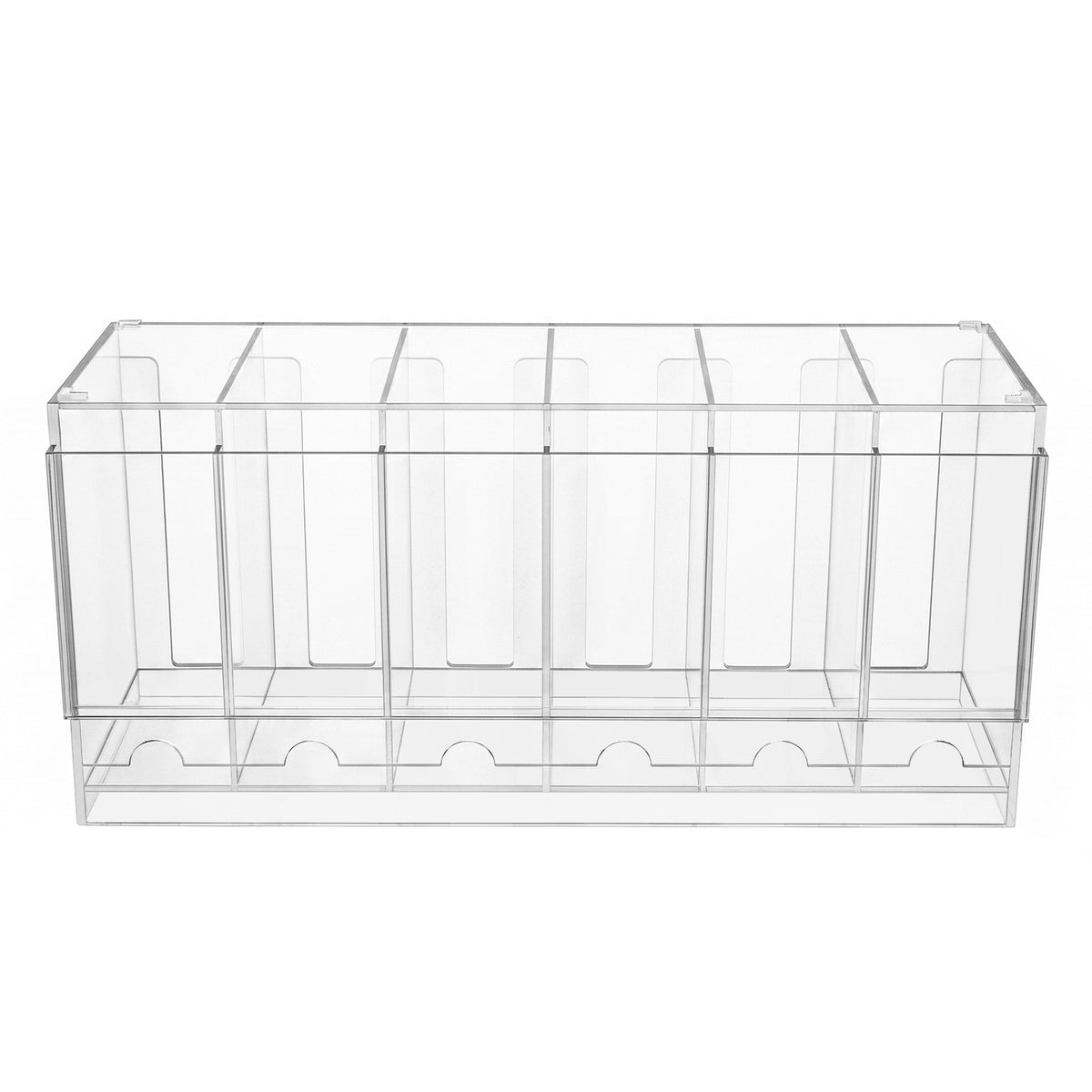 Transparante acryl organizer met zes vakken, ideaal voor het ordenen van make-up, kantoorbenodigdheden of kleine accessoires