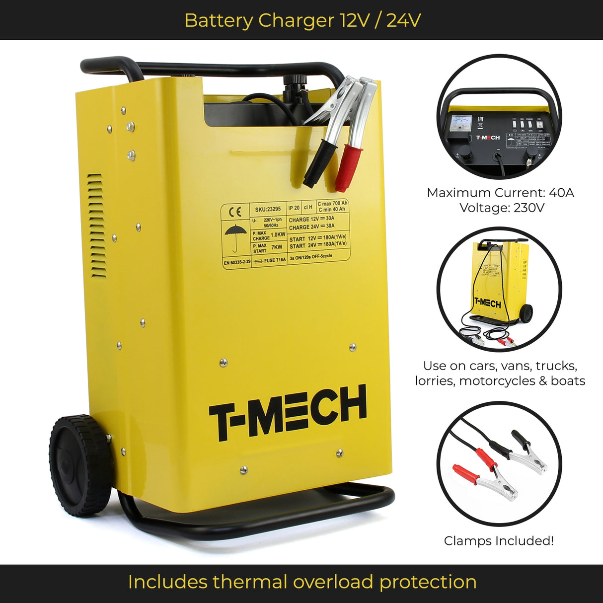 T-Mech Batterijlader & Starter Auto Motor Camper Accu