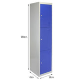 Lockerkast Metaal - Blauw - Driedeurs - Flatpack