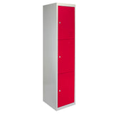3 x Lockerkast Metaal - Rood - Driedeurs - Flatpack