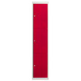 3 x Lockerkast Metaal - Rood - Driedeurs - Flatpack