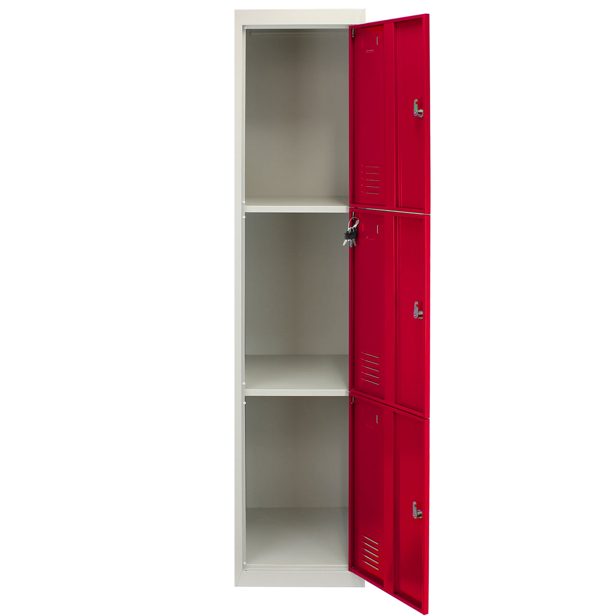 3 x Lockerkast Metaal - Rood - Driedeurs - Flatpack