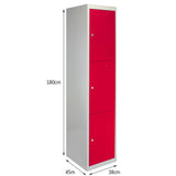 3 x Lockerkast Metaal - Rood - Driedeurs - Flatpack