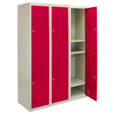 3 x Lockerkast Metaal - Rood - Tweedeurs - Flatpack