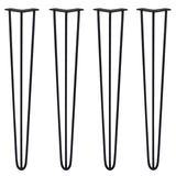 4 x 71cm pinpoten hairpin tafelpoten - Metaal - Zwart - 3 Ledig - 10mm