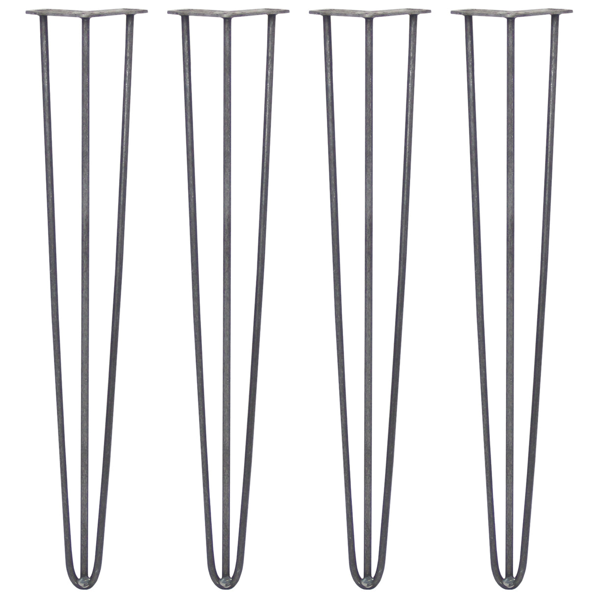 4 x 71cm Hairpin Tafelpoten - 3 Staven - 10mm - Ruw Staal
