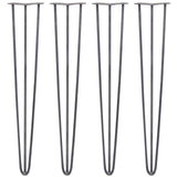 4 x 71cm Hairpin Tafelpoten - 3 Staven - 10mm - Ruw Staal