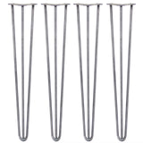 4 x 71cm Hairpin Tafelpoten - 3 Staven - 12mm - Ruw Staal