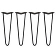 Zwarte haarspeld tafelpoten van 40,6 cm, set van vier, met een slanke, moderne V-vorm en stevige 10 mm stalen constructie