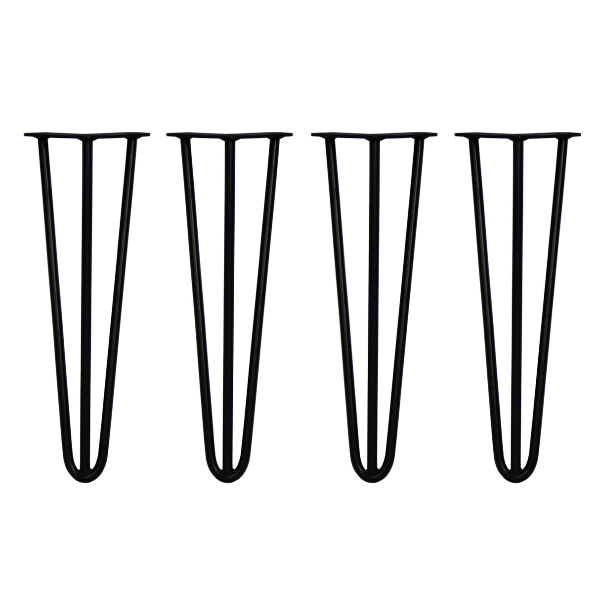 4 x 40,6cm Hairpin Tafelpoten - 3 Staven - 12mm - Zwart