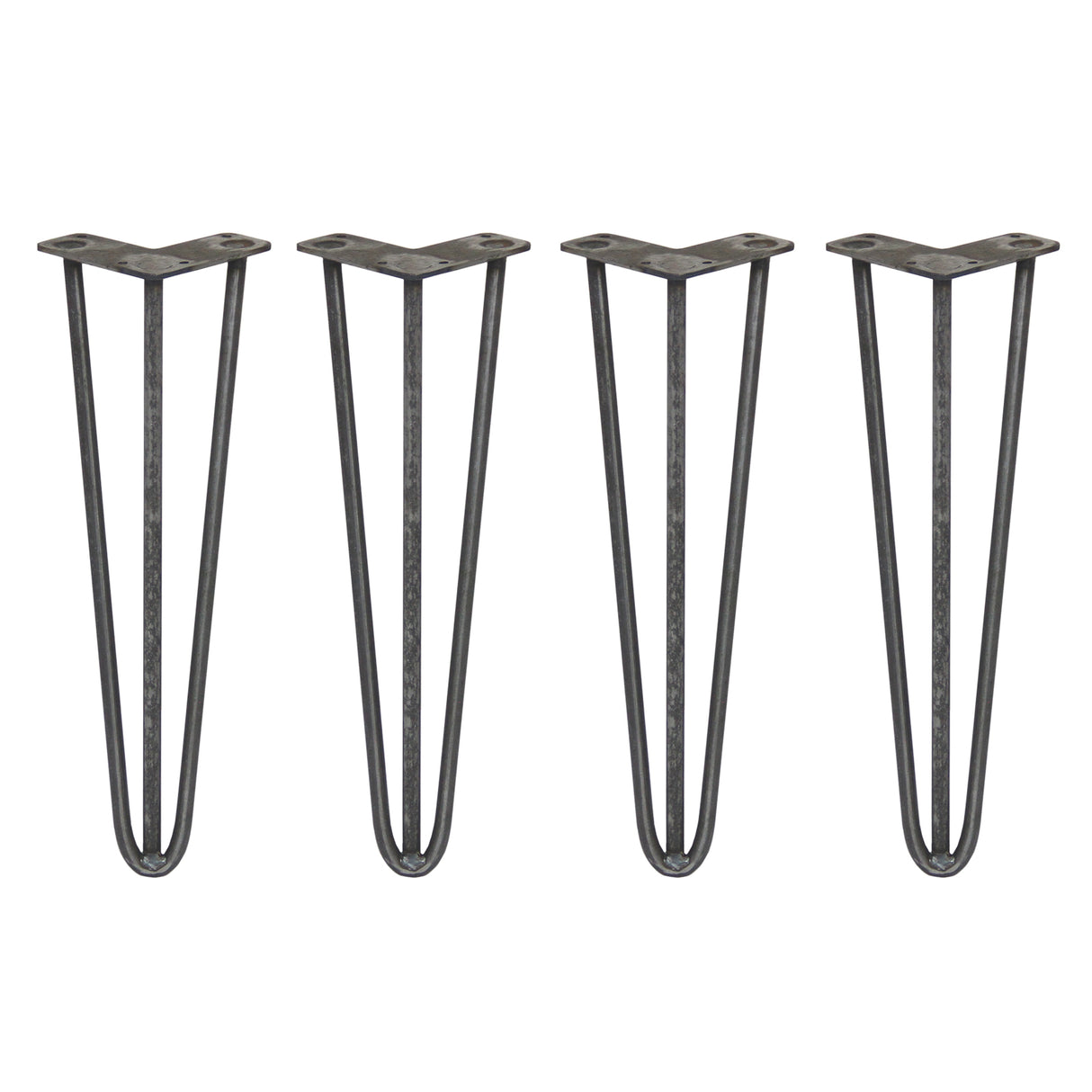 4 x 40,6cm Hairpin Tafelpoten - 3 Staven - 12mm - Ruw Staal