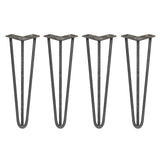 4 x 40,6cm Hairpin Tafelpoten - 3 Staven - 12mm - Ruw Staal