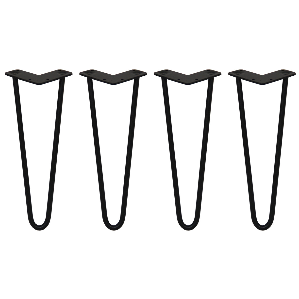 4 x 35,5cm Hairpin Hairpin Tafelpoten - 2 Staven - 12mm - Zwart