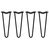 4 x 35,5cm Hairpin Hairpin Tafelpoten - 2 Staven - 12mm - Zwart
