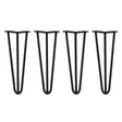 Zwarte haarspeld tafelpoten van 35,5 cm met drie staven en een diameter van 12 mm, ideaal voor moderne meubelontwerpen