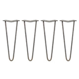 4 x 35,5cm Hairpin Tafelpoten - 2 Staven - 10mm - Ruw Staal