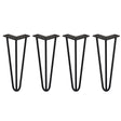 Zwarte hairpin tafelpoten van 30,5 cm met drie staven en een diameter van 10 mm, ideaal voor moderne meubelontwerpen