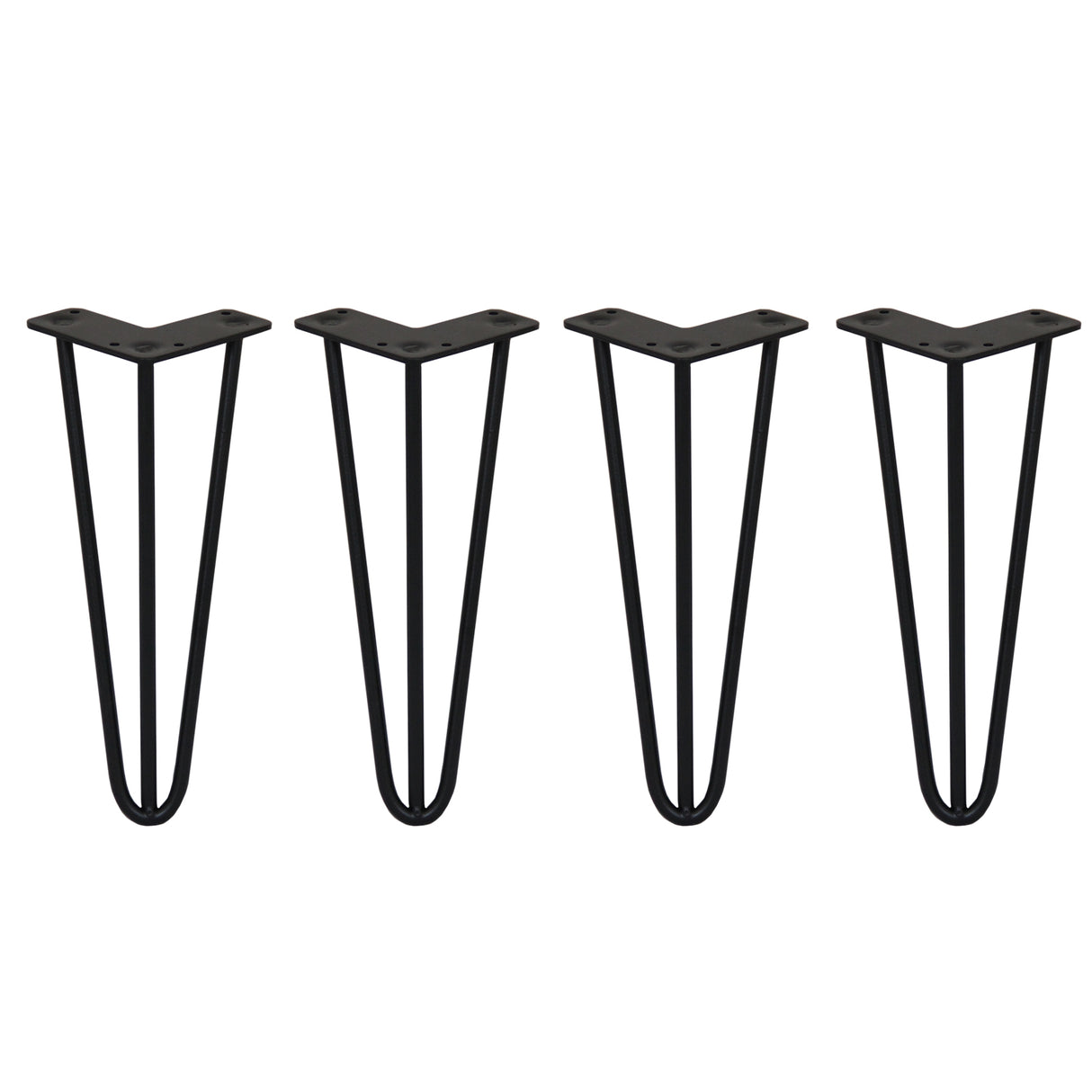 4 x 30.5 cm hairpin tafelpoten - 3 ledig - 10 mm - Zwart