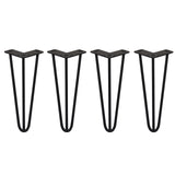 4 x 30.5 cm hairpin tafelpoten - 3 ledig - 10 mm - Zwart