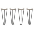 Vier ruwstalen hairpin tafelpoten van 30,5 cm met drie staven en een diameter van 10 mm, perfect voor industriële meubels