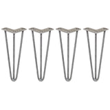 Vier ruwstalen hairpin tafelpoten van 30,5 cm met drie staven en een diameter van 10 mm, perfect voor industriële meubels