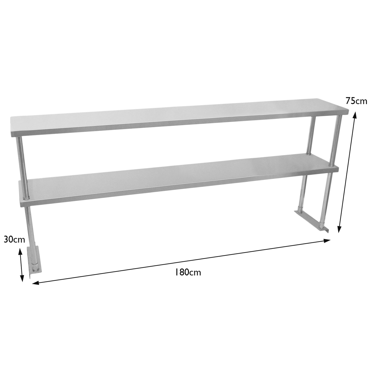 Keukenwerktafel met een dubbel bovenschap - 180 cm