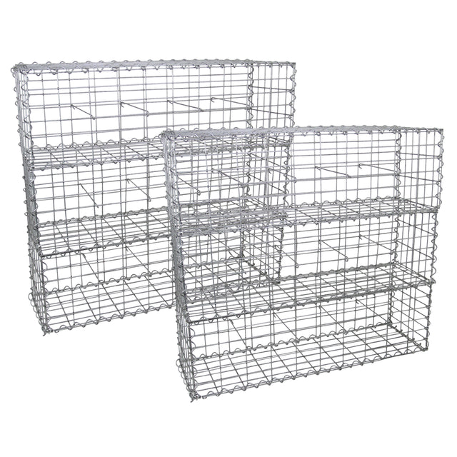 Set van 6 schanskorf muren in verzinkt staal, met een afmeting van 100x30x30 cm, perfect voor tuin- en landschapsontwerp