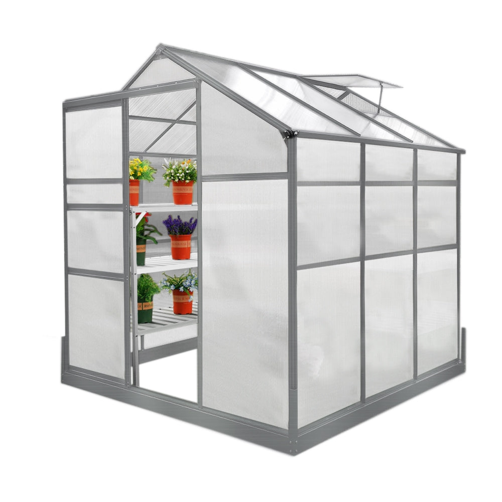 Bundel: Kweekkas met basis – 1.8m x 1.8m + Stellingen