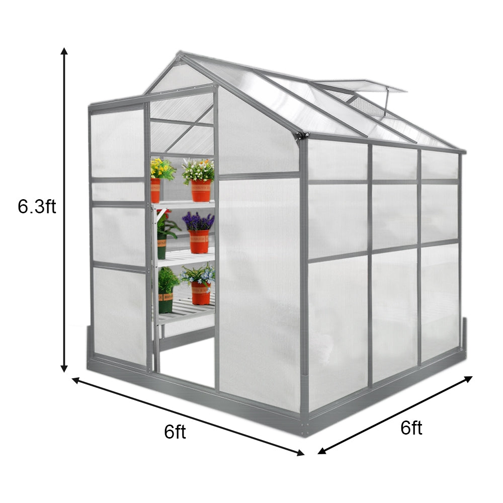 Bundel: Kweekkas met basis – 1.8m x 1.8m + Stellingen
