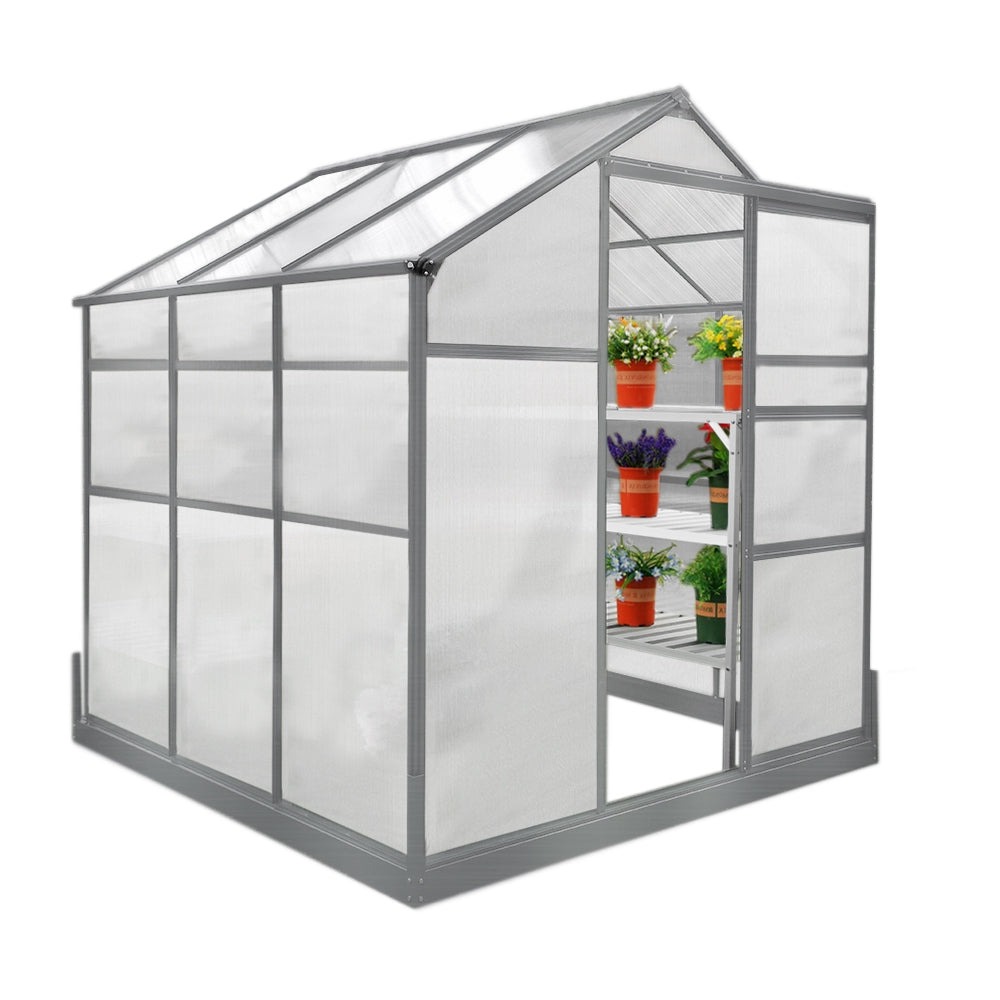Bundel: Kweekkas met basis – 1.8m x 1.8m + Stellingen
