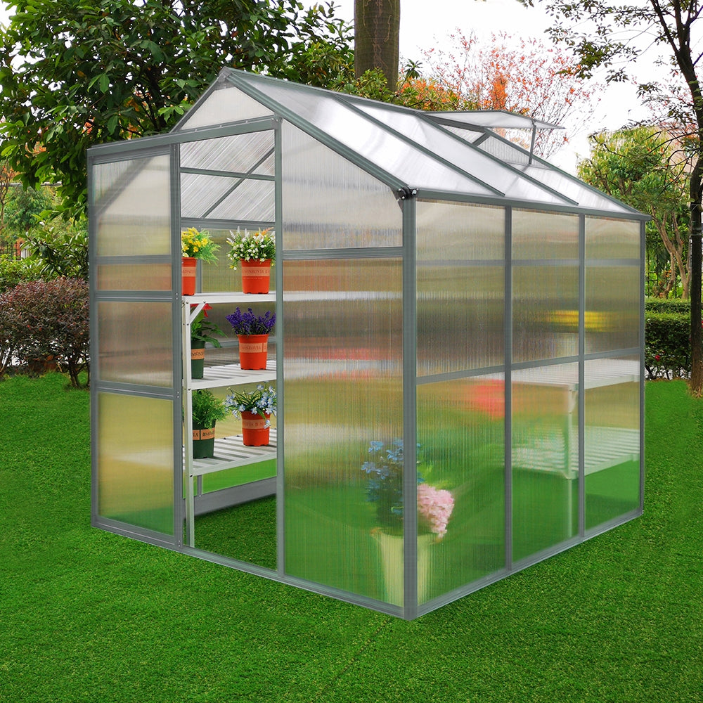 Bundel: Kweekkas zonder basis - 1.8m x 1.8m + 2 Waterbestendige Stellingen