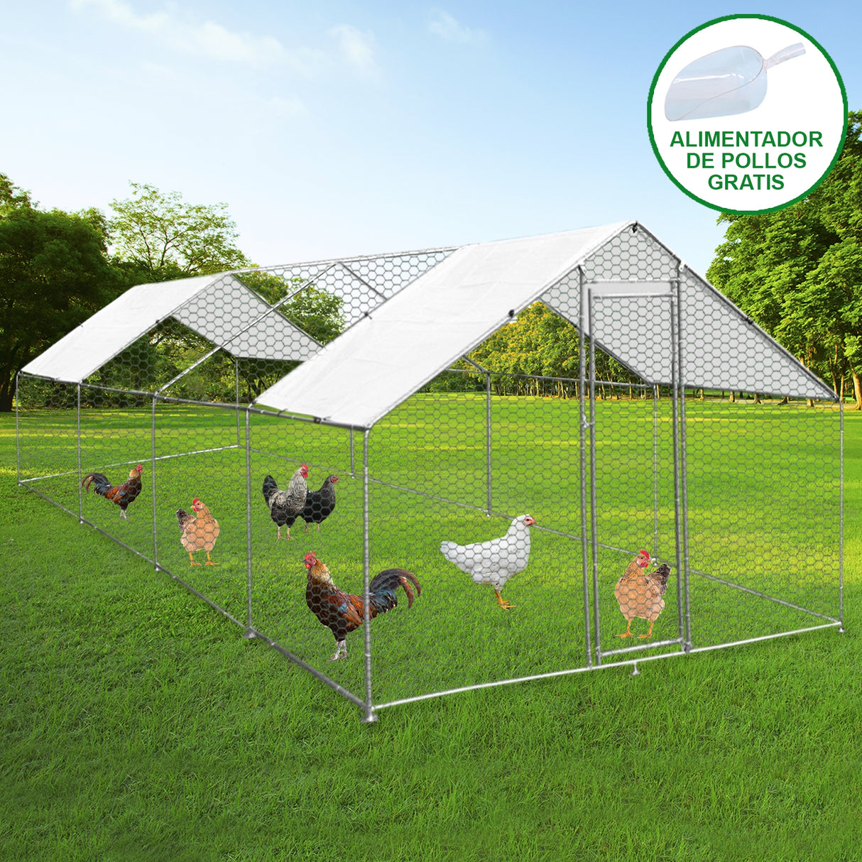 Kippenren Vrijstaand 3m x 8m x 2m