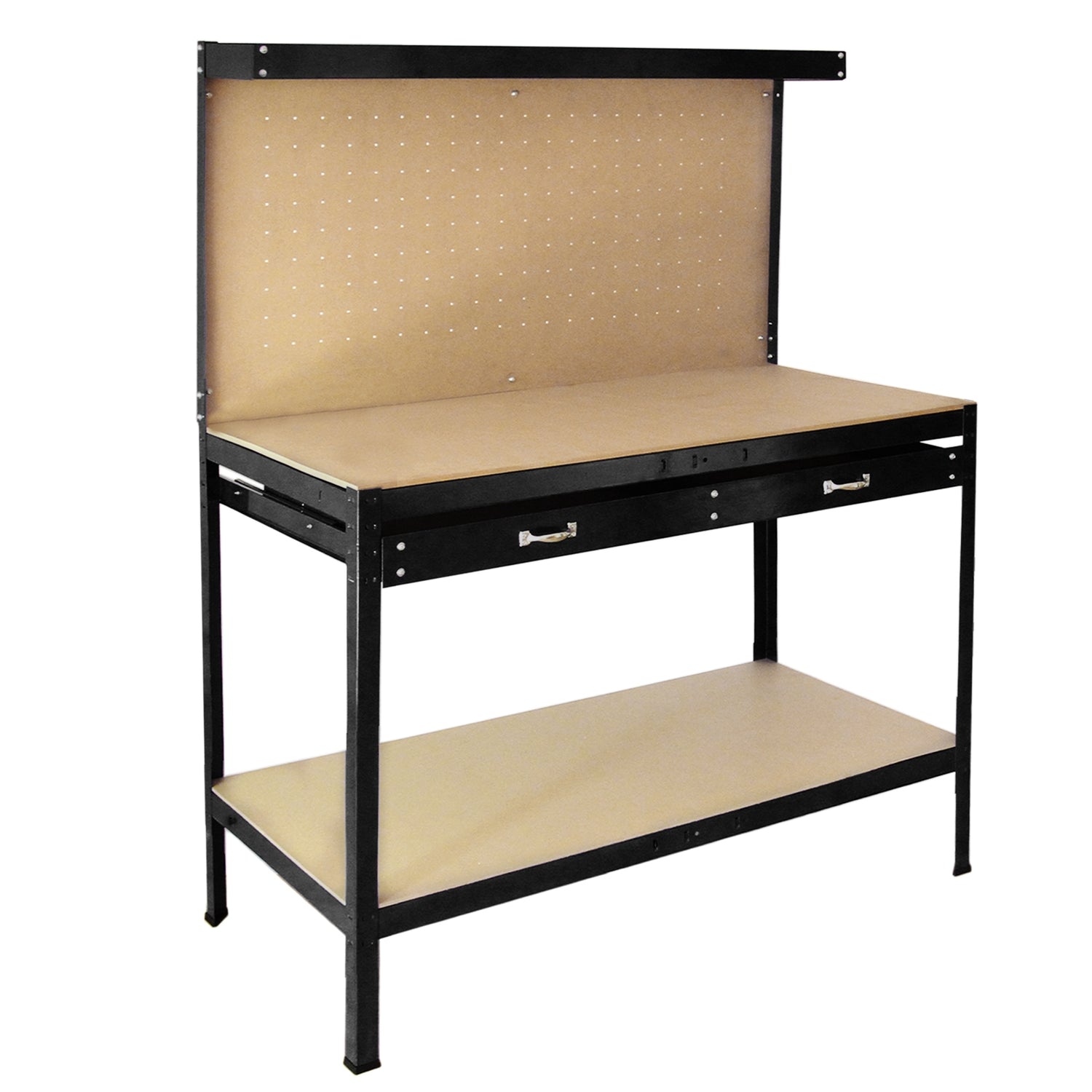 Werkbank met pegboard en lade - Zwart