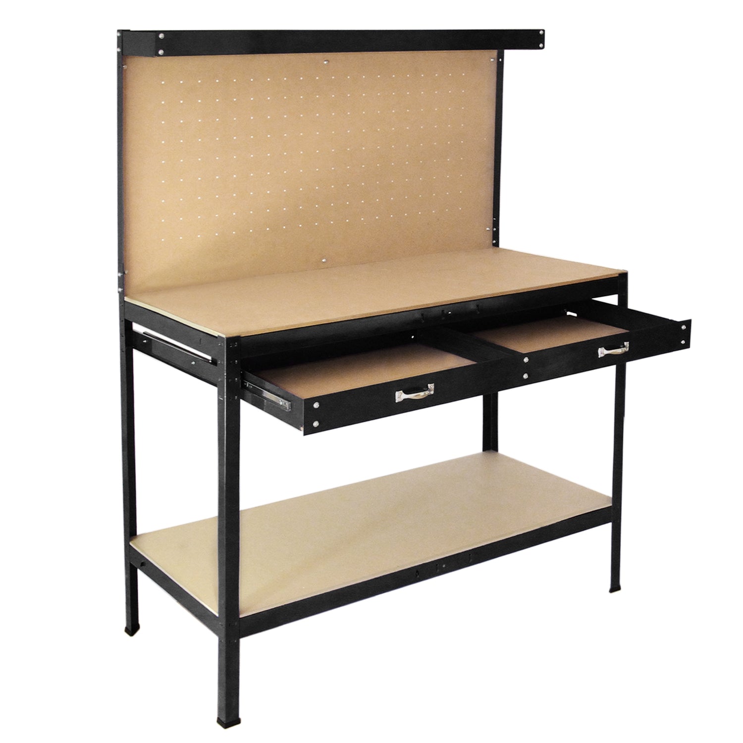 Werkbank met pegboard en lade - Zwart